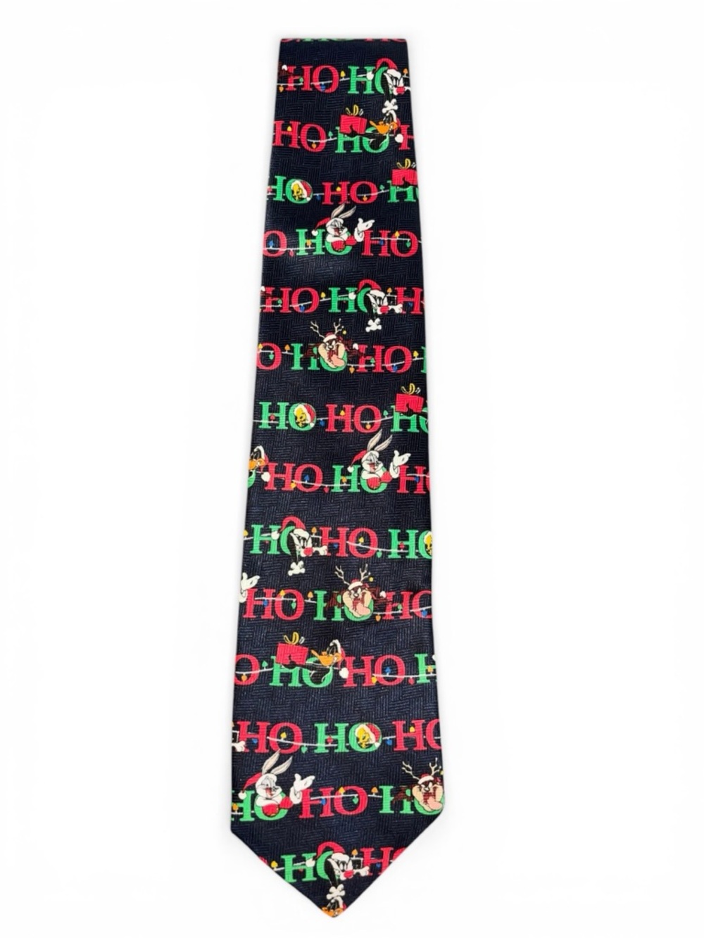 Vintage Men’s Navy Christmas Looney Tunes Ho Ho Ho Tie (1999)